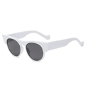 Occhiali da sole retrò cat-eye con montatura bianca spessa e lenti rotonde grigio scuro - Bianco