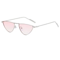 Occhiali da sole retrò a triangolo con montatura in metallo argento e lenti rosa - C04 Montatura Argento Lenti Rosa