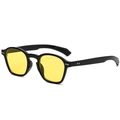 Occhiali da sole vintage con montatura nera spessa e lenti gialle brillanti - C02 Giallo