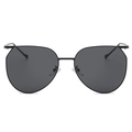 Fashionable oval metal sunglasses with black frame and dark grey lenses in minimalist style - C01 Black Frame Grey Lens