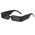 Retro rectangle sunglasses in gloss black finish with thick punk style frames - C01 Black Gray