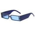 Retro rectangle sunglasses with thick dark blue frame and light blue lenses - Blue