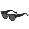 Lunettes de soleil œil de chat noires à monture géométrique et branches texturées - Noir