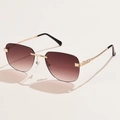 Gafas de sol geométricas sin montura con lentes degradadas marrones y montura metálica - C04 Té Degradado