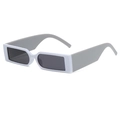 Retro small square sunglasses with white frame and matte grey temples for punk street style - C02 White Gray