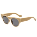 Lunettes de soleil œil de chat chic avec monture kaki thé au lait et verres gris - Jaune