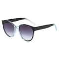 Round oversized sunglasses with black and blue split-color frame and gradient lenses - Transparent Blue Gradient Grey