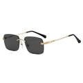 Lunettes de soleil carrées vintage sans monture avec verres gris et branches dorées - C01 Noir
