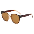 Fashionable oversized round sunglasses with brown gradient frames and dark tinted lenses - Transparent Tea Solid Tea