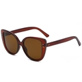Modische Cat-Eye-Sonnenbrille mit bernsteinfarbenem Rahmen und silbernen Nieten-Details - C03 Dunkeltee