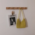 Handmade crochet cotton shoulder bag in mustard yellow with textured woven strap - Yellow