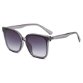 Retro oversized square sunglasses featuring translucent grey frames and gradient lenses - Transparent Gray Frame Gradient Gray Lens