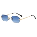 Frameless polygonal sunglasses with blue gradient lenses and golden metal frames - Gold Frame Gradient Blue