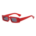 Occhiali da sole retrò con spessa montatura in resina rossa e lenti grigie per uno stile moderno - Rosso