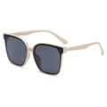 Trendy oversized sunglasses with contrast cream frames and black rims with dark gray lenses - Beige Grey