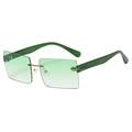 Fashion rimless square sunglasses with green gradient lenses and gold metal bridge - C03 Green