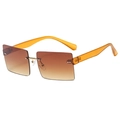 Frameless square sunglasses with brown gradient lenses and amber tortoiseshell temples - C02 Brown