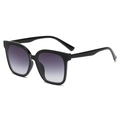 Klassische große quadratische Sonnenbrille mit schwarzem Rahmen und violettem Verlauf - Glänzendes Schwarz / Farbverlauf Grau