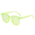 Neon green transparent oval hip-hop sunglasses with trendy oversized square frame design - Fluorescent Green