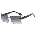 Frameless rectangle sunglasses with grey gradient lenses and black temples - C01 Black