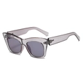 Fashionable oversized cat eye sunglasses in translucent grey purple with dark lenses - C04 Grey Frame/Blue Film