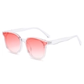 Retro-Hip-Hop-Oval-Sonnenbrille mit transparentem Rahmen und rosa Verlaufsgläsern - Verlaufsrosa