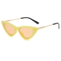 Retro cat-eye sunglasses with lime green matte frame and orange tinted lenses - Yellow Frame / Light Tea Lens (C03)