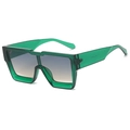Fashionable oversized square green frame sunglasses with gradient blue lenses for women and men - Green