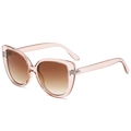 Rosafarbene transparente Cat-Eye-Sonnenbrille mit braunem Farbverlauf und Nieten - C02 Helltee