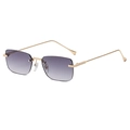Fashion rimless square sunglasses with gradient purple lenses and gold metal frames - C03 Gold Frame Gradient Grey