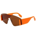 Modern oversized shield sunglasses featuring brown gradient lenses and bright orange temples - C03 Orange Frame Tea Lens