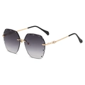 Occhiali da sole geometrici senza montatura con lenti grigie sfumate e strass decorativi - C04 Montatura Oro Doppio Grigio Sfumato