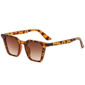 Vintage vierkante zonnebril met schildpadmotief en bruine degradé glazen voor dames - C03 Luipaard Frame Gradiënt Thee