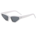 Trendige weiße kleine Dreieck-Katzenaugen-Sonnenbrille mit dunkelgrauen Gläsern für Streetstyle - C03 Weißgrau