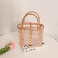 Graziosa borsa di paglia a forma di coniglio beige per vacanze estive al mare - Giallo Gelatina (Mini)