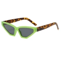 Neon green cat eye sunglasses with tortoiseshell temples and dark grey lenses - C04 Green / Tortoise