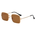 Retro square frame sunglasses with gold metal frame and brown lenses for men and women - Gold Frame Tea Lens
