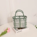 Borsa a cesto intrecciata verde e trasparente con doppi manici per le vacanze estive - Verde Gelatina (Mini)