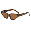Retro Katzenaugen-Sonnenbrille mit Schildpatt-Rahmen und bernsteinfarbenen Gläsern im Design - C02 Leopard / Schildpatt