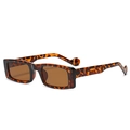 Retro square frame sunglasses in tortoiseshell texture with dark brown UV lenses - C02 Leopard Tortoise Tea Lens
