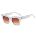 White cat eye sunglasses with orange gradient lenses and gold hinge details - C03 Solid White/Gradient Brown
