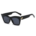 Occhiali da sole cat-eye neri oversize con dettagli in metallo dorato lucido - C01 Nero Lucido Lente Grigia