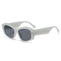 Occhiali da sole geometrici oversize con montura verde smerigliato e lenti grigie moda - Blu grigio