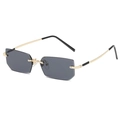 Fashion rimless square sunglasses with dark grey lenses and gold metal temples - Gold Frame Gray Lens