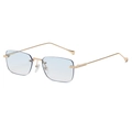 Rimless square sunglasses with light blue gradient lenses and gold metal frames - C04 Gold Frame Gradient Blue