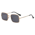 Lunettes de soleil rétro à monture carrée dorée et verres gris foncé pour hommes et femmes - Monture Or Verres Gris Foncé