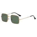 Lunettes de soleil carrées rétro avec monture dorée et verres vert foncé pour hommes - Monture Dorée Verres Verts