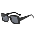 Minimalist square black sunglasses with thick frames and dark lenses for men and women - Bright Black