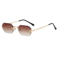 Chic rimless polygon sunglasses with brown gradient lenses and gold metal frames - Gold Frame Gradient Tea
