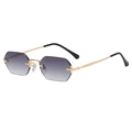 Chic rimless octagonal sunglasses with gradient grey lenses and slim gold metal frames - Gold Frame Gradient Grey